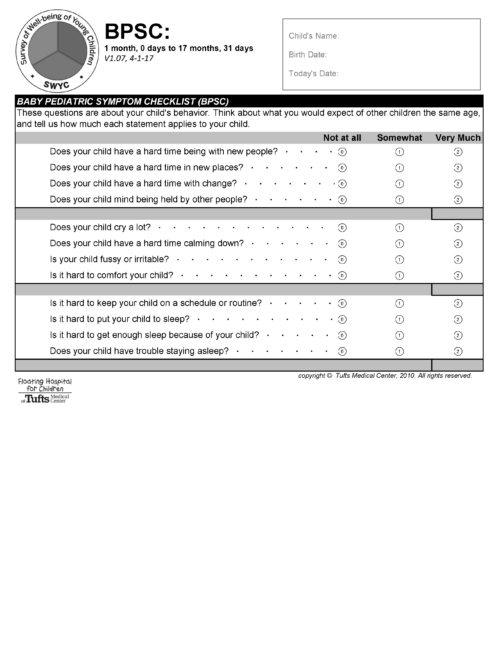 Baby Pediatric Symptom Checklist (BPSC)