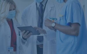 Healthcare workers talking.