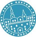South Boston Community Health Center logo blue circle wotj white skyline