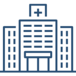 Blue icon of hospital