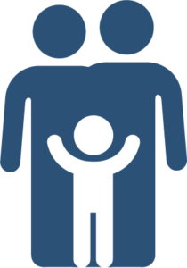 Blue icons of 2 adults and a child.