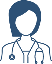Blue icon of healthcare worker